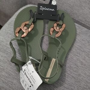 Ipanema Olive Sandals with Bronze Details